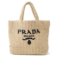 Load image into Gallery viewer, PRADA Crochet Tote Bag Beige1BG422 Raffia Size Small