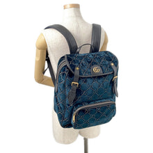 Load image into Gallery viewer, GUCCI GG Velvet Backpack Blue574942 Velvet