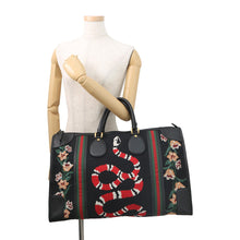 将图像加载到图库查看器中,GUCCI Cherie Line Snake Travel Bag Black/Beige459291 Canvas Leather