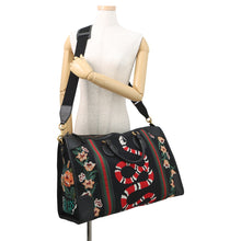 将图像加载到图库查看器中,GUCCI Cherie Line Snake Travel Bag Black/Beige459291 Canvas Leather