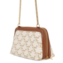 将图像加载到图库查看器中,CELINE Triomphe ChainShoulder Bag White/Tan10E382CBX.01TA PVC Leather