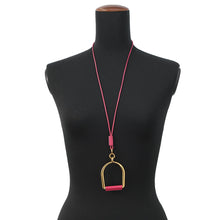 Load image into Gallery viewer, HERMES Eritage Esquetre Necklace Size GM Pink Metal Leather