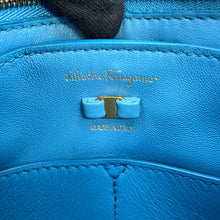 将图像加载到图库查看器中,Ferragamo VIVA BOW Vara Ribbon Chainshoulder Bag Light Blue21I446 Leather