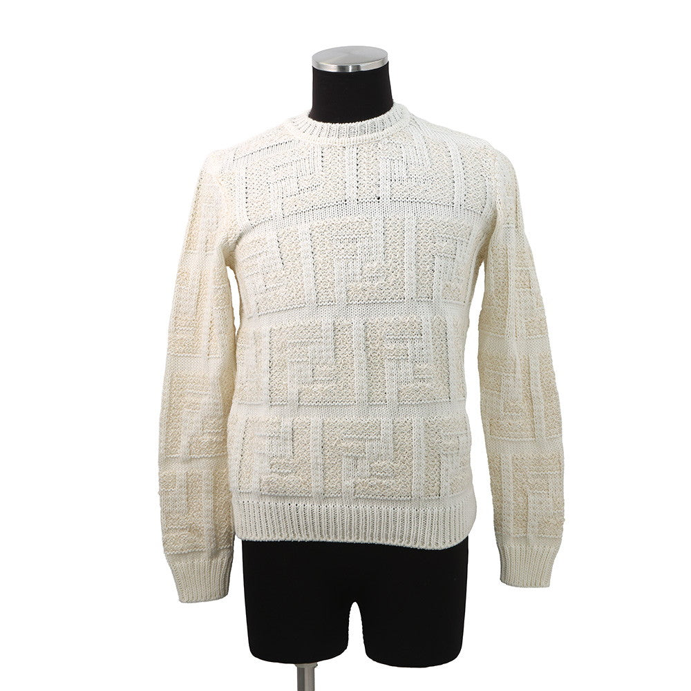 FENDI FF pullover sweater Size 46 WhiteFZX091 Cotton72% Linen26