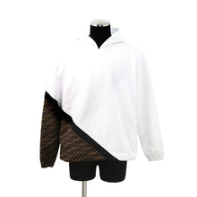 Load image into Gallery viewer, FENDI FF switching hoodie Size S White/BrownFAF681 Cotton 86% Polyester 14%
