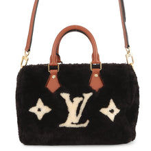 Load image into Gallery viewer, LOUIS VUITTON Speedy Bandouliere Noir/WhiteM11797 Monogram Shearling Size 30
