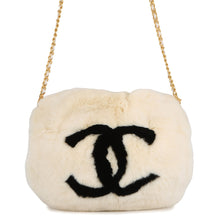 Load image into Gallery viewer, CHANEL Fur Arm Warmer Chain Shoulder Bag White/BlackA17714 Lapin 100%