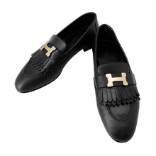 将图像加载到图库查看器中,HERMES Mocassins Royale Black Leather Size 35.5