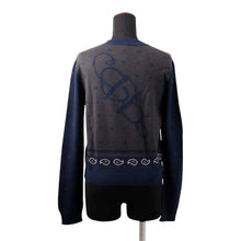 Load image into Gallery viewer, HERMES Cardigan HARNAIS DE COUR Size 40 Gray/Navy Cashmere50% Silk50%