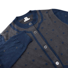 Load image into Gallery viewer, HERMES Cardigan HARNAIS DE COUR Size 40 Gray/Navy Cashmere50% Silk50%