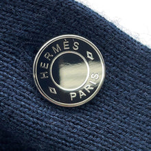 Load image into Gallery viewer, HERMES Cardigan HARNAIS DE COUR Size 40 Gray/Navy Cashmere50% Silk50%