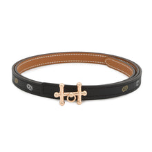 Load image into Gallery viewer, HERMES Gallopin Buckle Sur Mer Belt Black/Gold/Multicolor Swift Leather Epsom Size 90