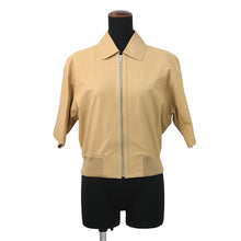 将图像加载到图库查看器中,HERMES Leather Jacket Size 36 Beige Leather Cotton