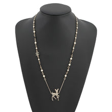 Load image into Gallery viewer, CHANEL Bambi motif long necklace Gold Metal Faux Pearl Rhinestone