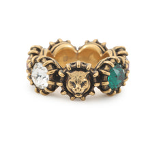 Load image into Gallery viewer, GUCCI cat head ring Size 13 Gold Metal Rhinestone
