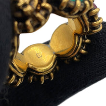 Load image into Gallery viewer, GUCCI cat head ring Size 13 Gold Metal Rhinestone