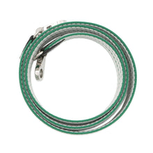 将图像加载到图库查看器中,HERMES Bandouliere Sangle Cortage Long Vert Vertigo/White Toile H Swift Leather Size 1"