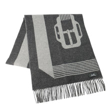 Load image into Gallery viewer, HERMES Scarf《Sangle a Boucle》 Antogracito/Gris Clair Cashmere100%