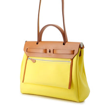 Load image into Gallery viewer, HERMES Herbag Zip Le Tournet Citron/Natural Toile Officier Vache Hunter Leather Size PM