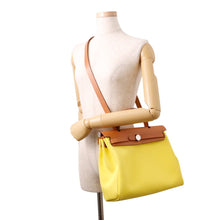 Load image into Gallery viewer, HERMES Herbag Zip Le Tournet Citron/Natural Toile Officier Vache Hunter Leather Size PM