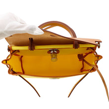 Load image into Gallery viewer, HERMES Herbag Zip Le Tournet Citron/Natural Toile Officier Vache Hunter Leather Size PM