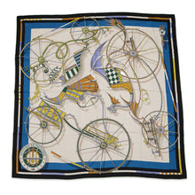 Load image into Gallery viewer, HERMES Giant Square Elaborate carriage VOITURES EN EQUILIBRE Fall/Winter 2023 Size 140 Black/Blue Cobalt/Natural Cashmere70% Silk30%