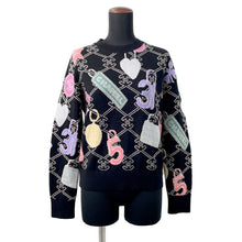 Load image into Gallery viewer, CHANEL Logo sweateater Size 36 Black/MulticolorP72298 Cashmere99% Elastine1%