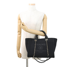 Load image into Gallery viewer, CHANEL Deauville Shopping 2-Way Tote Bag BlackAS3257 Mix Fiber Leather Size Small