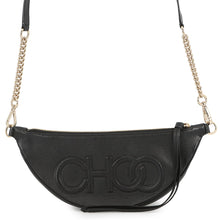 将图像加载到图库查看器中,JIMMY CHOO Logo ChainShoulder Bag Black Leather
