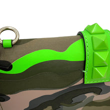 Load image into Gallery viewer, Valentino Garavani Glam Rock Camouflage Chainshoulder Bag Neon Green/Khaki Canvas Leather