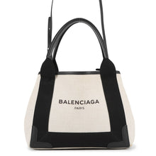 Load image into Gallery viewer, BALENCIAGA Navy Kabas Black/White390346 Canvas Leather Size XS