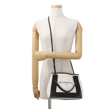 Load image into Gallery viewer, BALENCIAGA Navy Kabas Black/White390346 Canvas Leather Size XS