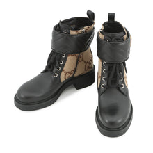 将图像加载到图库查看器中,GUCCI Double G EncreBoots Beige/Black678984 GG Canvas Leather Size 34 1/2