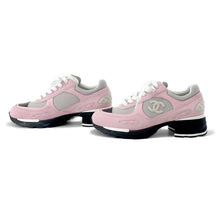 将图像加载到图库查看器中,CHANEL CC Logo Low Cut Sneakers Pink/Gray/BlackG46872 Suede Mix Fiber Size 36