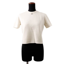 Load image into Gallery viewer, HERMES Short-sleeved knit with "Parfroy Remix" motif Size 36 Blanc NaturelH5H2679D2A334 Silk52% Cashmere27% Nylon20% Polyurethane1%