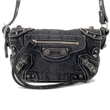 Load image into Gallery viewer, BALENCIAGA Luca Goal Shoulder Bag Gray/Black719082 Denim Size XS