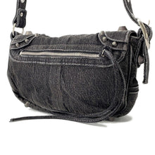 Load image into Gallery viewer, BALENCIAGA Luca Goal Shoulder Bag Gray/Black719082 Denim Size XS