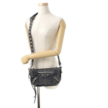 Load image into Gallery viewer, BALENCIAGA Luca Goal Shoulder Bag Gray/Black719082 Denim Size XS