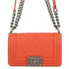 将图像加载到图库查看器中,CHANEL Boy Chanel ChainShoulder Bag OrangeA67085 Caviar Leather Size Small