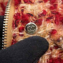 Load image into Gallery viewer, CHANEL Tweed CC Logo Down Vest Size 34 Red/BeigeP77367 Mohair43% Wool41% Polyester9% Nylon5% Linen2%