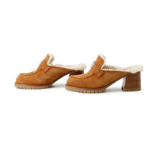 Load image into Gallery viewer, HERMES Mule Flore BrownH222057Z Chevre LeatherVelour Sheepskin Size 37