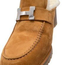 Load image into Gallery viewer, HERMES Mule Flore BrownH222057Z Chevre LeatherVelour Sheepskin Size 37