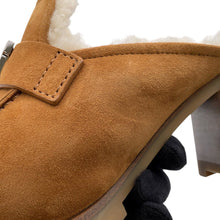 Load image into Gallery viewer, HERMES Mule Flore BrownH222057Z Chevre LeatherVelour Sheepskin Size 37
