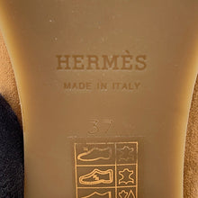Load image into Gallery viewer, HERMES Mule Flore BrownH222057Z Chevre LeatherVelour Sheepskin Size 37