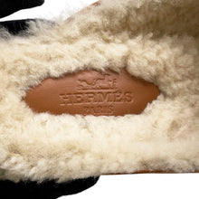 Load image into Gallery viewer, HERMES Mule Flore BrownH222057Z Chevre LeatherVelour Sheepskin Size 37
