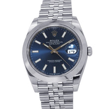 将图像加载到图库查看器中,ROLEX Datejust 41 W41mm Stainless Steel Bright Blue Dial126300