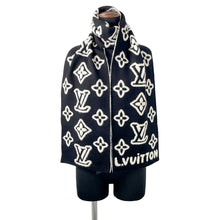 Load image into Gallery viewer, LOUIS VUITTON Scarf・Monogram Blast Knit Size S Noir/WhiteM96963 Wool88% Nylon12%