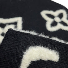 Load image into Gallery viewer, LOUIS VUITTON Scarf・Monogram Blast Knit Size S Noir/WhiteM96963 Wool 88% Nylon12%
