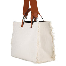 Load image into Gallery viewer, FENDI Logo 2WAY Tote Bag White/Brown7VA591 Canvas Leather