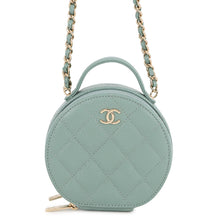 Load image into Gallery viewer, CHANEL Matelasse Chain Vanity Bag Light GreenAP2502 Caviar Leather Size Small
